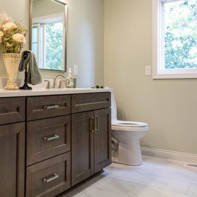 tile flooring in a bright Mentor, OH, bathroom remodel